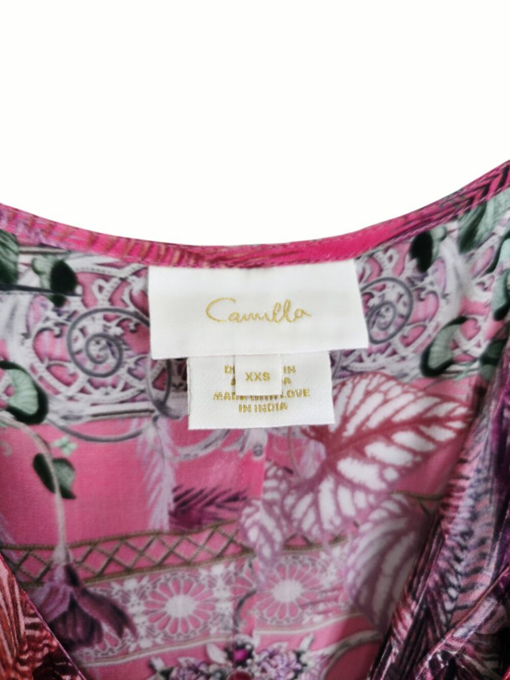 Camilla Long Wrap‎ Midi Dress Glasshouse Romance Pink Frill Rhinestone Size XXS - Picture 4 of 13